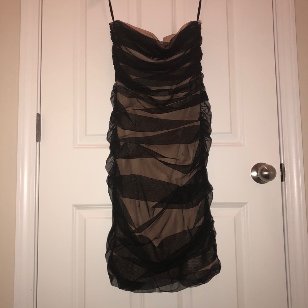 Formal BCBG MaxAzria Mesh Wrapped Dress